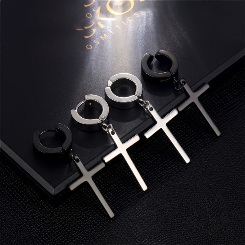 Men's Stainless Steel Cross Ear Clips